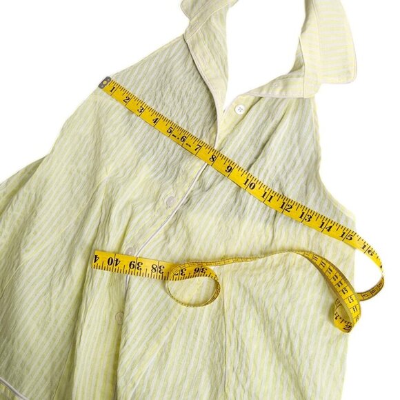 Anthropologie Button-Front Halter Swing Blouse Open Tie Back Striped Size Small - Picture 8 of 11
